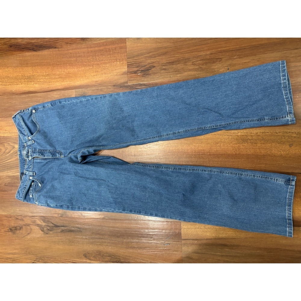 Lands End Womens Mid Rise Bootcut Jeans Medium Wash Blue Denim